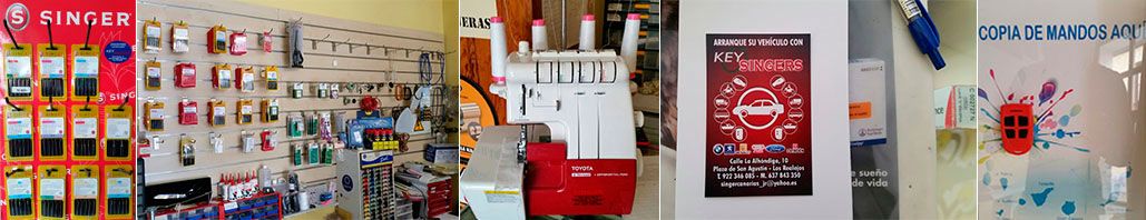 Singer Los Realejos collage de accesorios maquina de coser y cerrajería